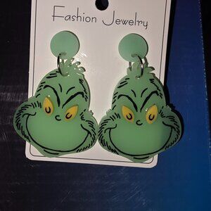 Brand new Grinch Christmas earrings post back